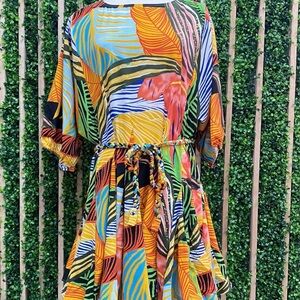 The Impeccable Pig Vibrant Tropical Multicolor Flare Dress